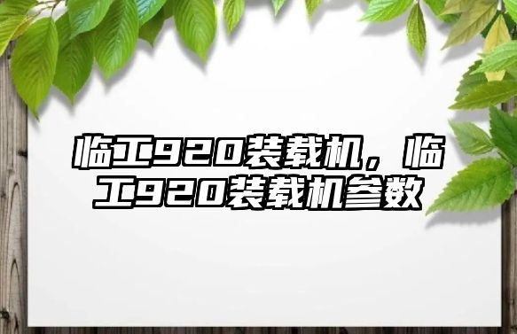 臨工920裝載機，臨工920裝載機參數(shù)