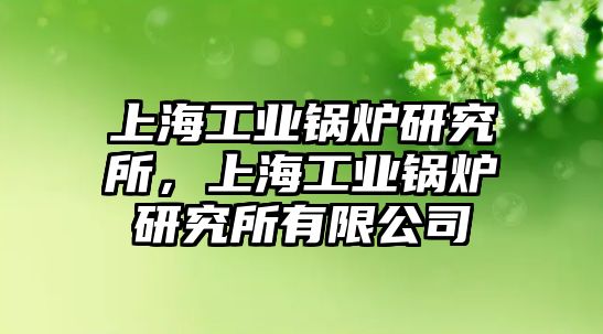 上海工業(yè)鍋爐研究所，上海工業(yè)鍋爐研究所有限公司