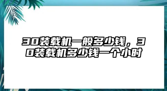 30裝載機一般多少錢，30裝載機多少錢一個小時