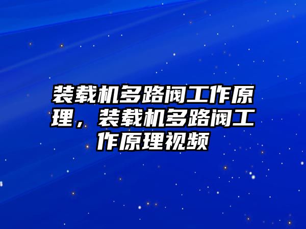 裝載機(jī)多路閥工作原理，裝載機(jī)多路閥工作原理視頻