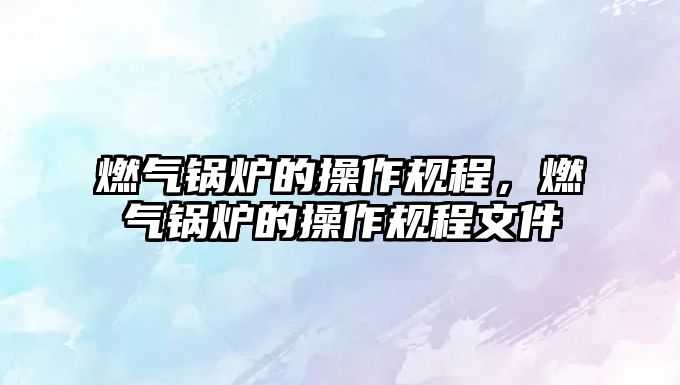 燃?xì)忮仩t的操作規(guī)程，燃?xì)忮仩t的操作規(guī)程文件