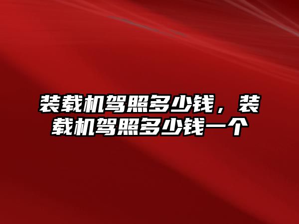 裝載機(jī)駕照多少錢(qián)，裝載機(jī)駕照多少錢(qián)一個(gè)