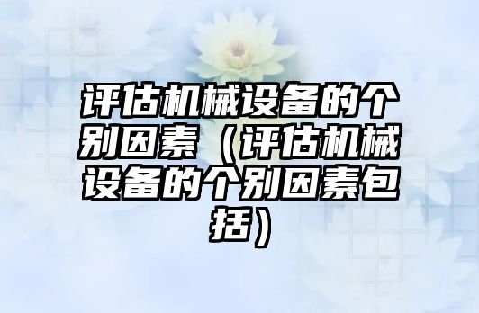 評估機械設備的個別因素（評估機械設備的個別因素包括）