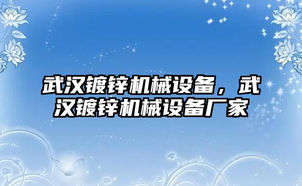 武漢鍍鋅機(jī)械設(shè)備，武漢鍍鋅機(jī)械設(shè)備廠家