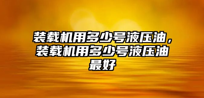 裝載機(jī)用多少號液壓油，裝載機(jī)用多少號液壓油最好