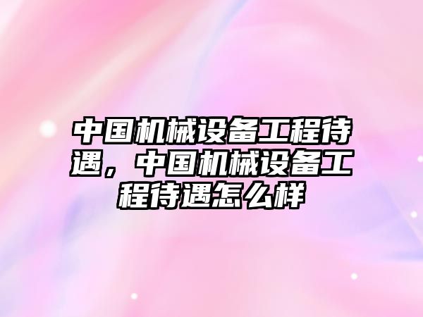 中國(guó)機(jī)械設(shè)備工程待遇，中國(guó)機(jī)械設(shè)備工程待遇怎么樣