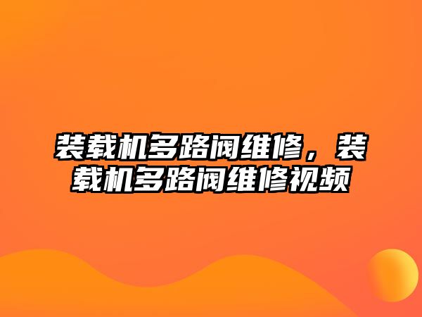 裝載機多路閥維修，裝載機多路閥維修視頻