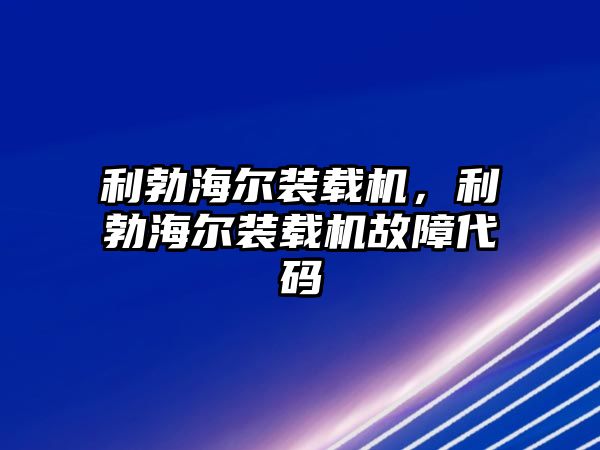 利勃海爾裝載機，利勃海爾裝載機故障代碼