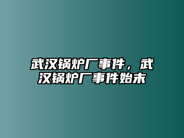 武漢鍋爐廠事件，武漢鍋爐廠事件始末