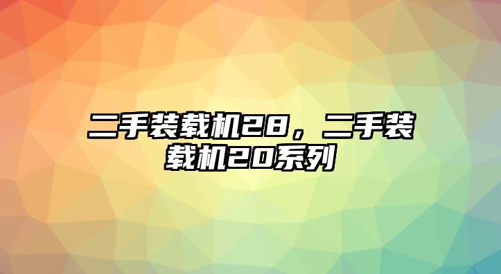 二手裝載機28，二手裝載機20系列