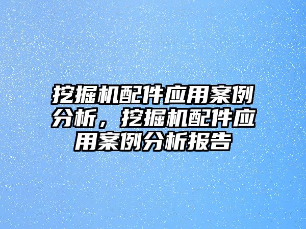 挖掘機配件應(yīng)用案例分析，挖掘機配件應(yīng)用案例分析報告