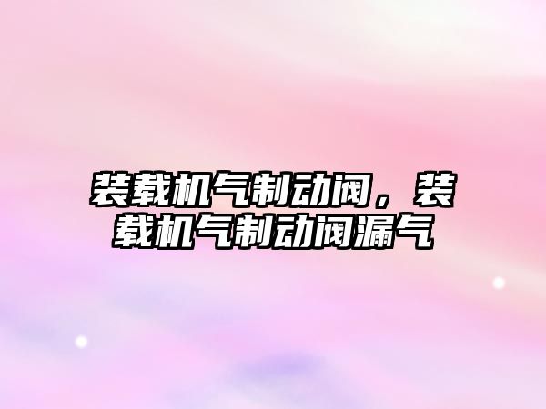 裝載機氣制動閥，裝載機氣制動閥漏氣