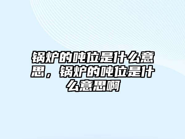 鍋爐的噸位是什么意思，鍋爐的噸位是什么意思啊