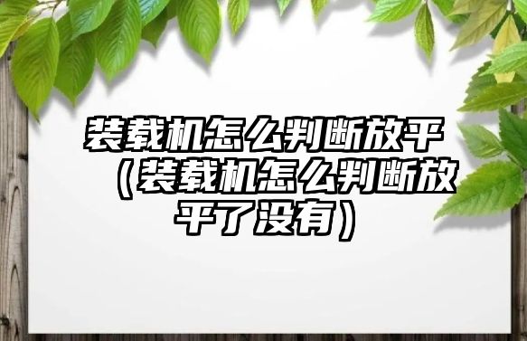 裝載機怎么判斷放平（裝載機怎么判斷放平了沒有）