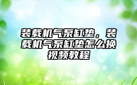 裝載機氣泵缸墊，裝載機氣泵缸墊怎么換視頻教程