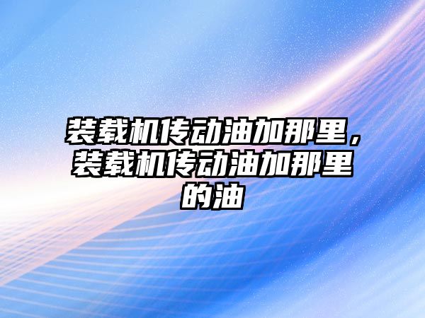 裝載機傳動油加那里，裝載機傳動油加那里的油