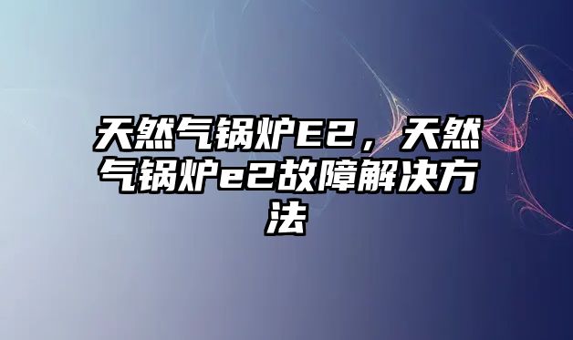 天然氣鍋爐E2，天然氣鍋爐e2故障解決方法