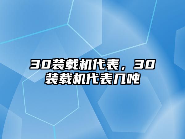 30裝載機(jī)代表，30裝載機(jī)代表幾噸