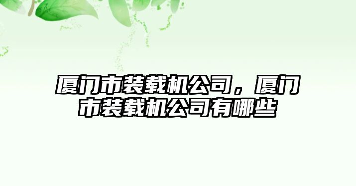 廈門市裝載機公司，廈門市裝載機公司有哪些