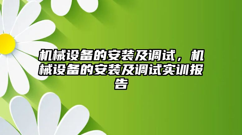 機(jī)械設(shè)備的安裝及調(diào)試，機(jī)械設(shè)備的安裝及調(diào)試實(shí)訓(xùn)報(bào)告