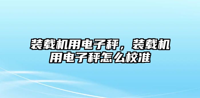 裝載機(jī)用電子秤，裝載機(jī)用電子秤怎么校準(zhǔn)