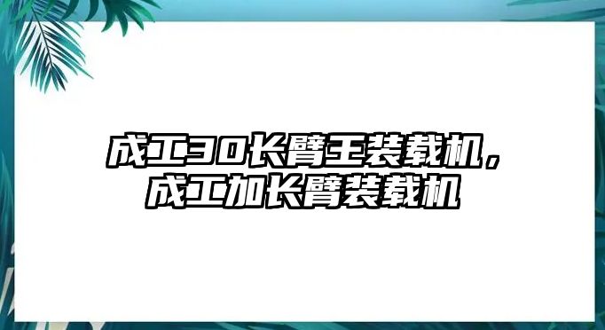 成工30長臂王裝載機，成工加長臂裝載機