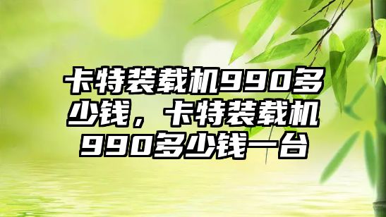 卡特裝載機(jī)990多少錢，卡特裝載機(jī)990多少錢一臺(tái)