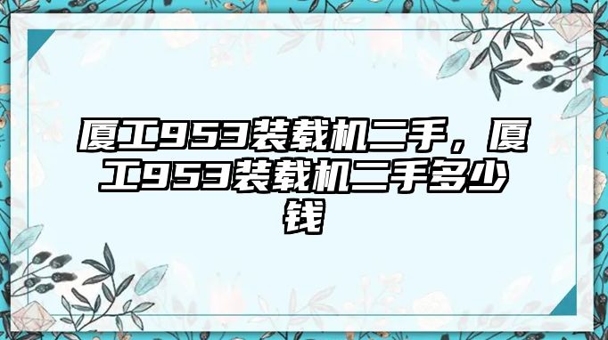 廈工953裝載機(jī)二手，廈工953裝載機(jī)二手多少錢