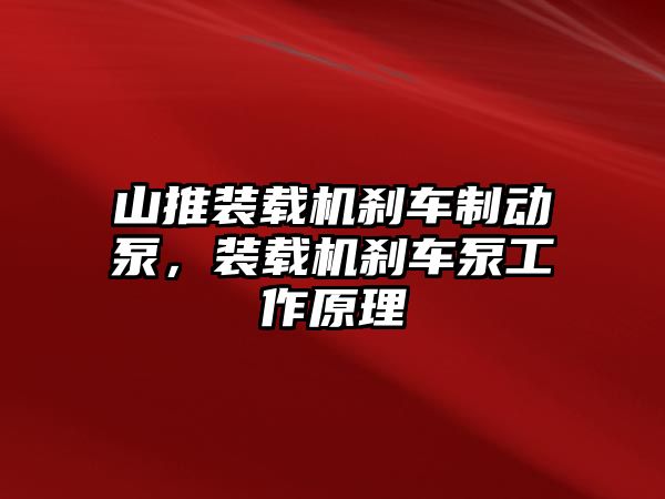 山推裝載機剎車制動泵，裝載機剎車泵工作原理