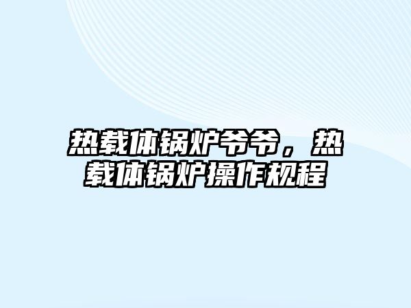 熱載體鍋爐爺爺，熱載體鍋爐操作規(guī)程