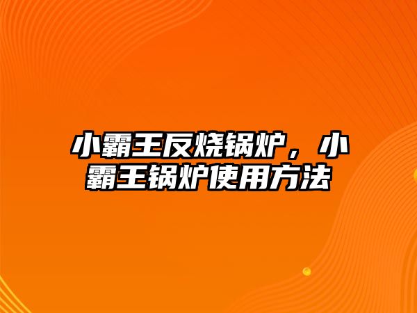 小霸王反燒鍋爐，小霸王鍋爐使用方法