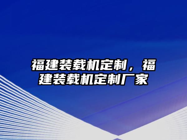 福建裝載機定制，福建裝載機定制廠家