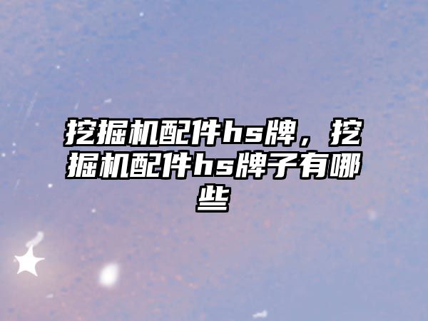 挖掘機配件hs牌，挖掘機配件hs牌子有哪些