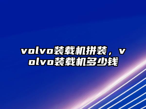 volvo裝載機(jī)拼裝，volvo裝載機(jī)多少錢