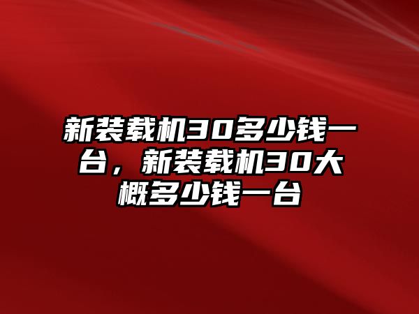 新裝載機30多少錢一臺，新裝載機30大概多少錢一臺