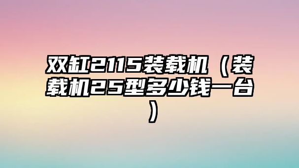 雙缸2115裝載機（裝載機25型多少錢一臺）
