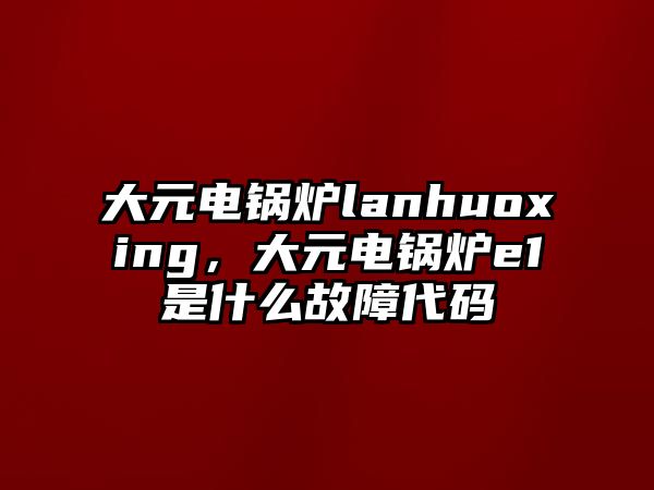 大元電鍋爐lanhuoxing，大元電鍋爐e1是什么故障代碼