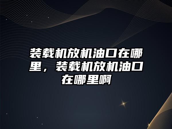 裝載機放機油口在哪里，裝載機放機油口在哪里啊