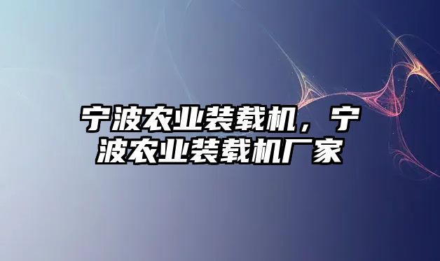 寧波農(nóng)業(yè)裝載機，寧波農(nóng)業(yè)裝載機廠家