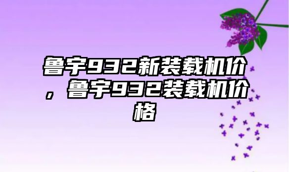 魯宇932新裝載機價，魯宇932裝載機價格