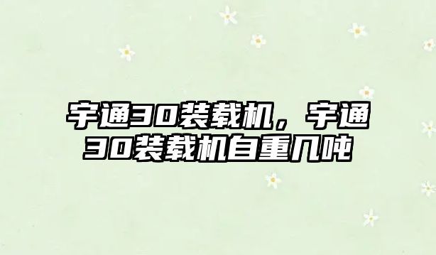 宇通30裝載機，宇通30裝載機自重幾噸