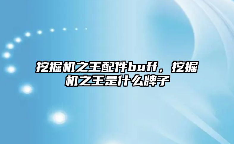 挖掘機(jī)之王配件buff，挖掘機(jī)之王是什么牌子