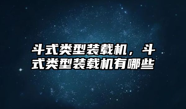 斗式類型裝載機，斗式類型裝載機有哪些