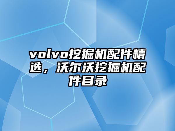 volvo挖掘機(jī)配件精選，沃爾沃挖掘機(jī)配件目錄