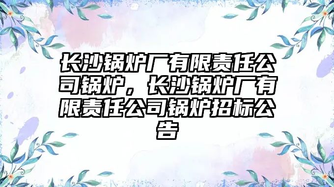 長沙鍋爐廠有限責任公司鍋爐，長沙鍋爐廠有限責任公司鍋爐招標公告