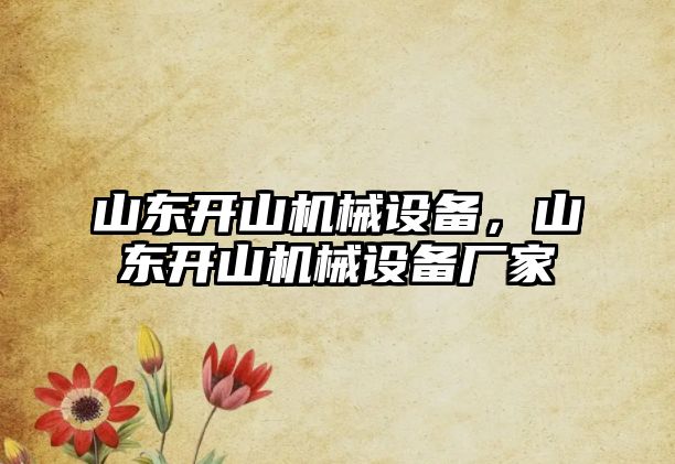 山東開山機械設(shè)備，山東開山機械設(shè)備廠家