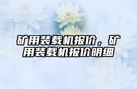 礦用裝載機報價，礦用裝載機報價明細