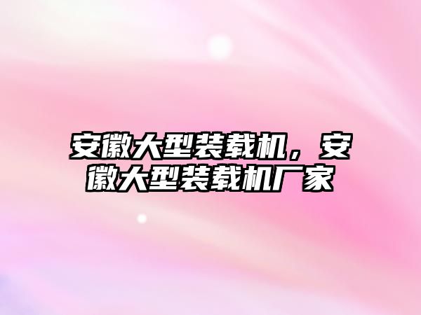 安徽大型裝載機，安徽大型裝載機廠家