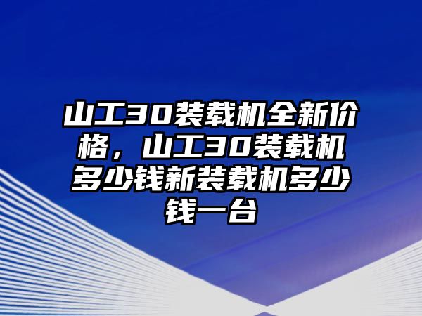 山工30裝載機(jī)全新價格，山工30裝載機(jī)多少錢新裝載機(jī)多少錢一臺