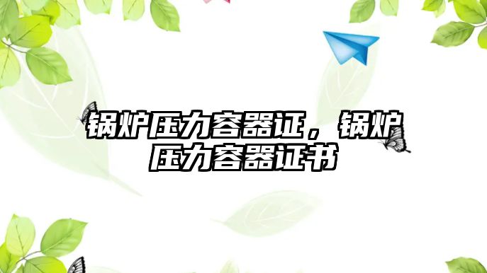 鍋爐壓力容器證，鍋爐壓力容器證書